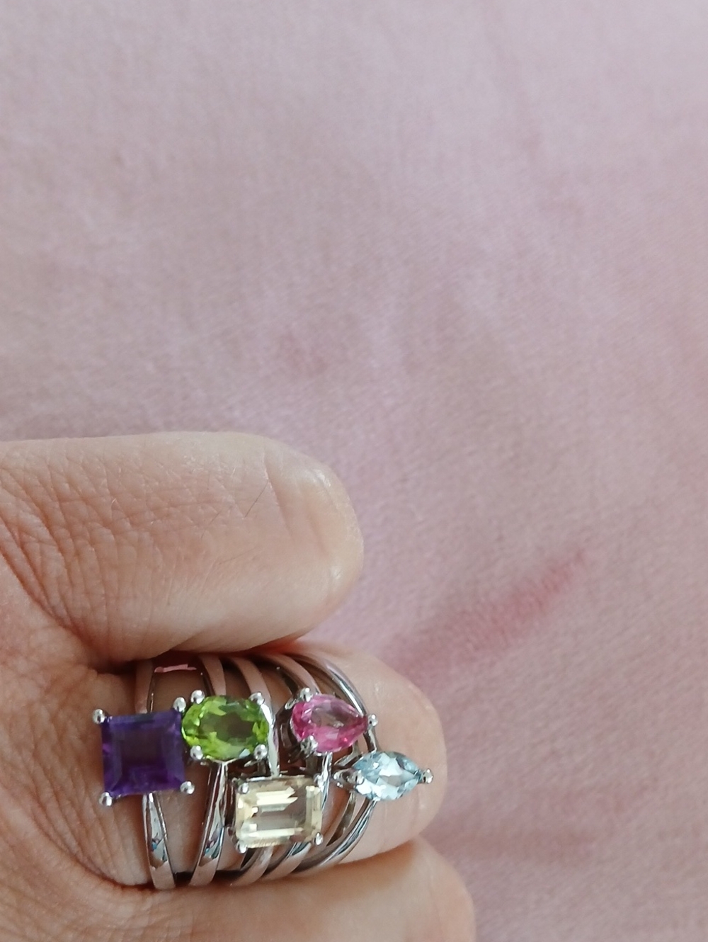 Multi-Gemstone Sterling Rings Pink, Blue, Purple, Green, Yellow Sterling Silver